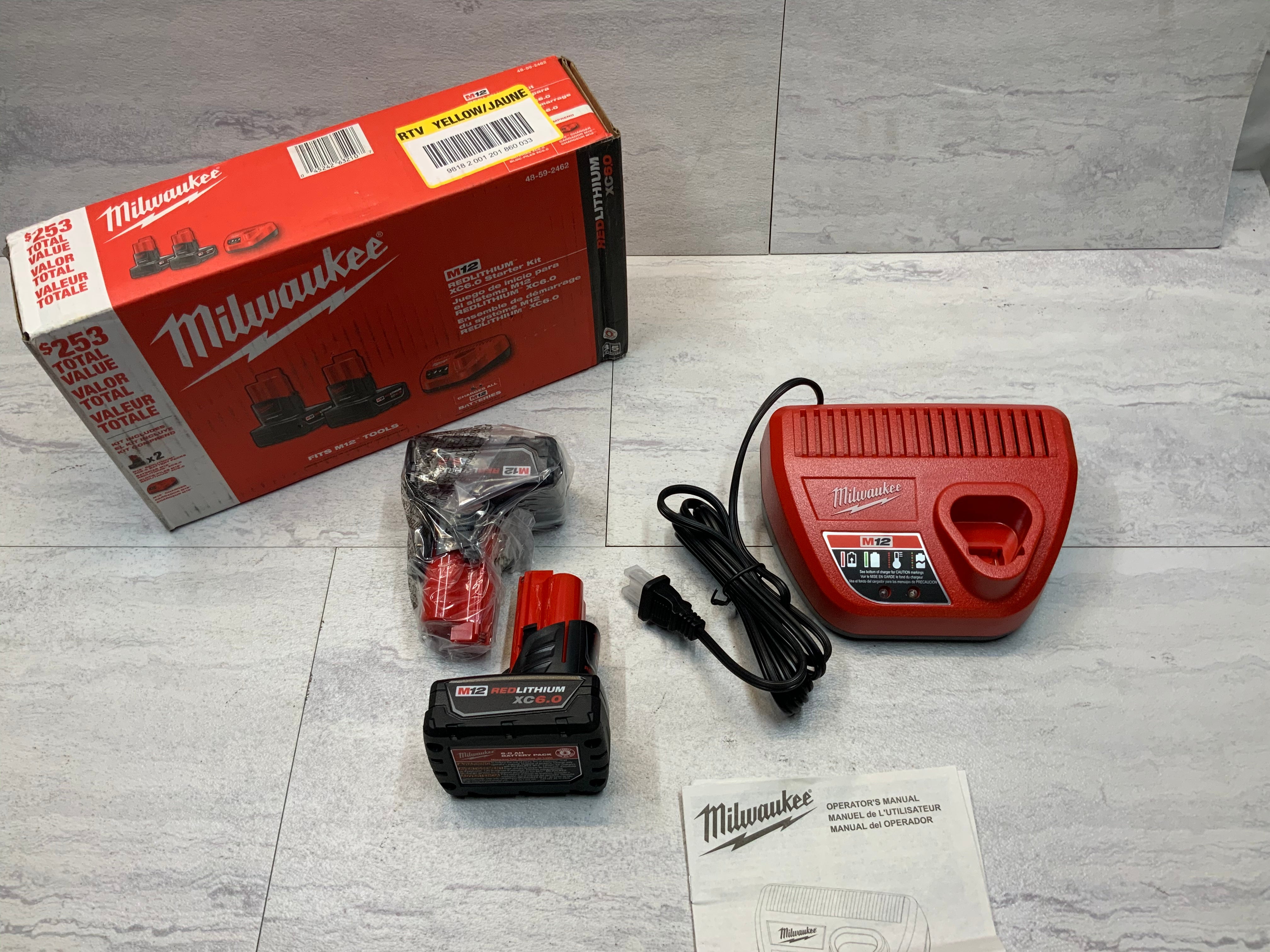 Milwaukee M12 12-Volt Lithium-Ion Kit w/ Two 6.0 Ah Battery Packs & Charger (7430790971630)